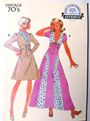 8431 McCalls Retro Vintage 1970s Puff Sleeve Top Lengths, Shaped Seamed Flare Skirt Lengths Pattern 18-26 New